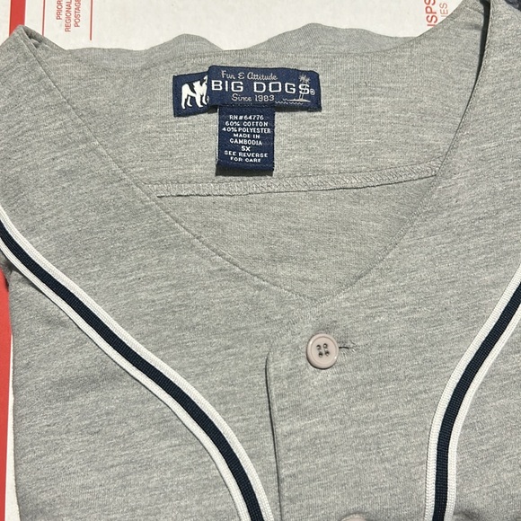 5x BIG DOGS Bigdog Sleeveless Shirt Button Baseball-style Shirt - Picture 8 of 8